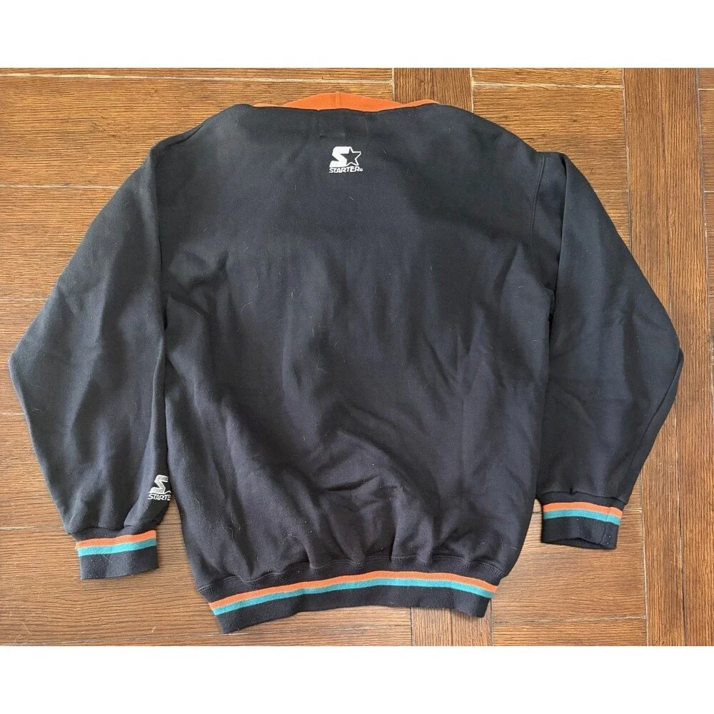 Vintage Miami Dolphins Hoodie Womens Size L Black Starter NFL Lined Embroidered